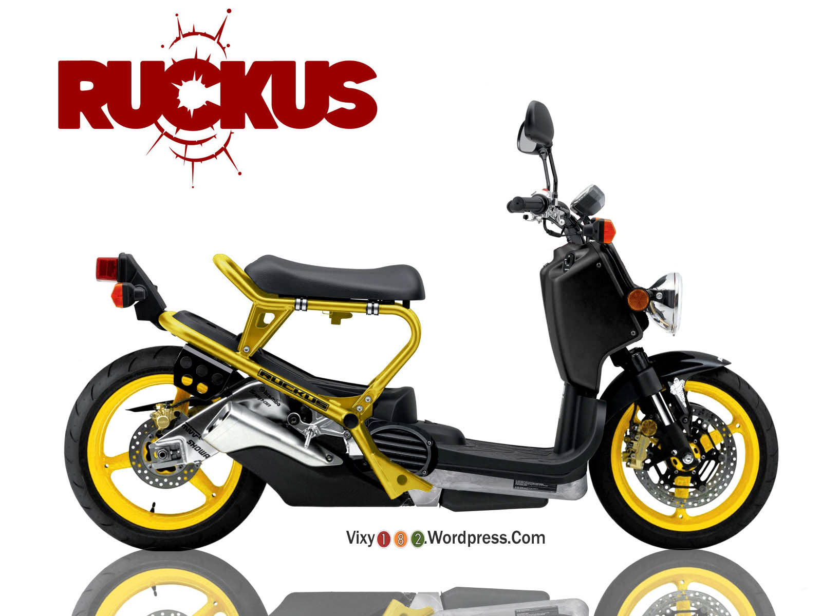 Black and Yellow Honda Ruckus
