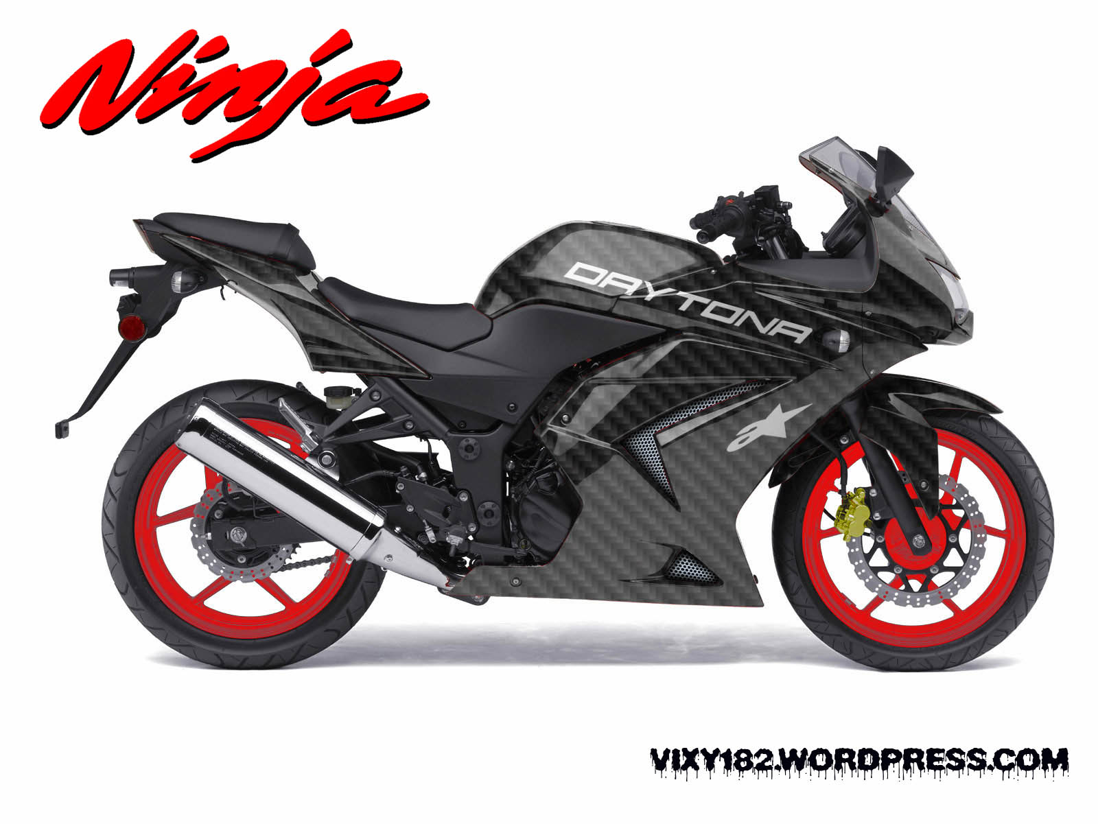 Design modifikasi Kawasaki old Ninja 250 , body dan velg 